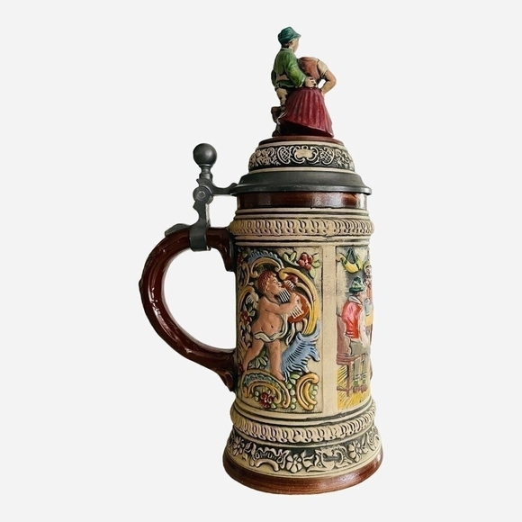 Vintage GERZ German Beer Stein Beer Stein with Statue Lid Lmtd Tankard Beer Mug - Picture 3 of 6